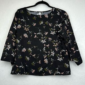Floral Print Top 3/4 Sleeves Sz Small